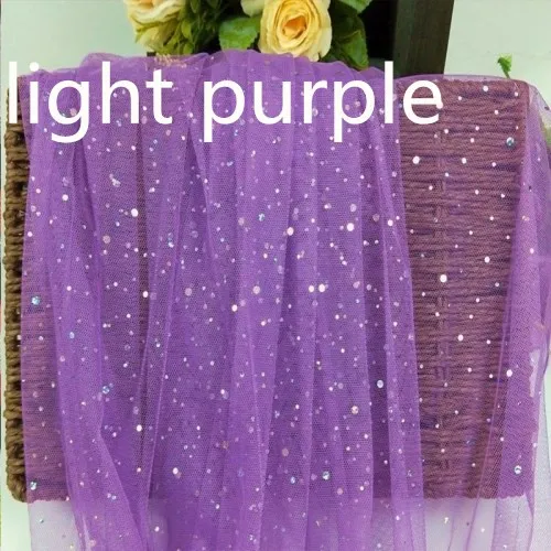light purple 1,6*1 ярдов, мягкий тюль, лазерная блестка, ткань, сделай сам, детская юбка-пачка для душа, сшитое платье принцессы для свадебной вечеринки, Декор, африканская ткань - Цвет: light purple