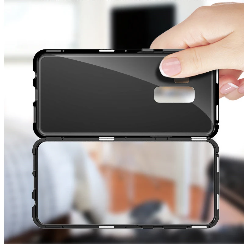 Магнитный адсорбционный чехол для Samsung Galaxy S7 Edge S8 S9 Plus чехлы с металлическим