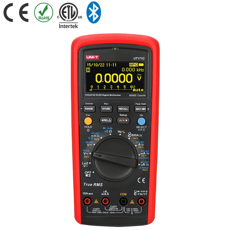 UNI-T UT171C/UT171B/UT171A промышленный истинный RMS цифровой мультиметр; USB/Bluetooth связь/LoZ(ACV)/NCV/Удержание данных/Макс/мин - Цвет: UT171C(gift)