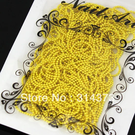 New Arrival 1 Pack 3D Decoration Yellow Mini 1mm Beads Ball Chain String Metal Salon Nail Art DIY Design Decor Manicure Tool | Красота и