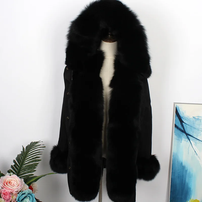 OFTBUY, Длинные парки, зимняя куртка, Женская парка с натуральным мехом, с подкладкой из натурального Лисьего меха, пуховое пальто, Двусторонняя одежда, уличная одежда, новинка