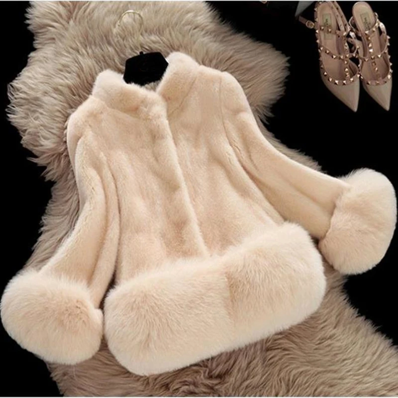 Женское пальто из искусственного меха кролика короткая розовая куртка норки в