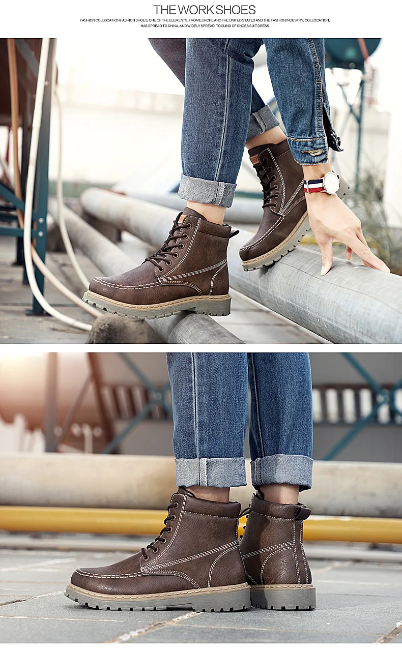Брендовые мужские ботинки Martens; кожаная зимняя теплая обувь; мужские мотоциклетные ботильоны; doc martins; осенние мужские оксфорды