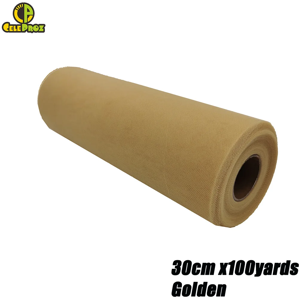 30cm Golden 30 см 100 ярдов белый тюль рулон Тюль органза Ткань DIY открытый свадьба день рождения Alise Runner центральные украшения принадлежности - Цвет: 30cm Golden