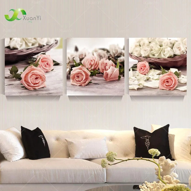 3 Piece Rose Flowers Canvas Painting Poster And Prints Modular Wall Art Picture Cuadros Decoration For Living Room Unframed | Дом и сад
