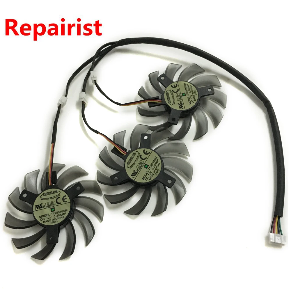 3 шт./лот T128010SM 75 мм DC 12V 5pin штекер питания 3Pin одной видеокартой Вентилятор Кулер