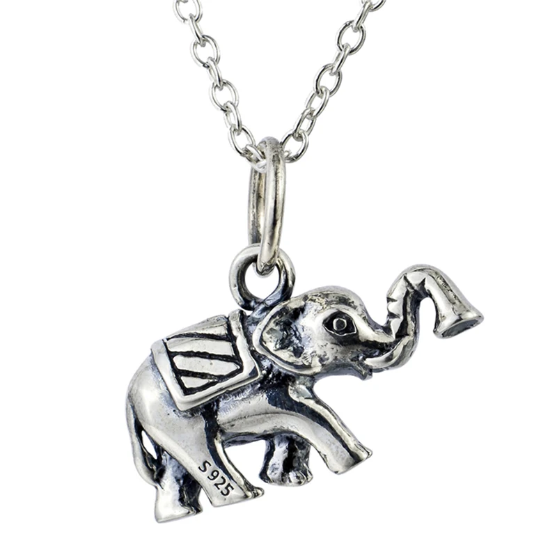 

GNX0474 925 Sterling Silver Pendants Necklaces Classic Vintage Cute Elephant Pendant Fashion Jewelry Necklace For Women