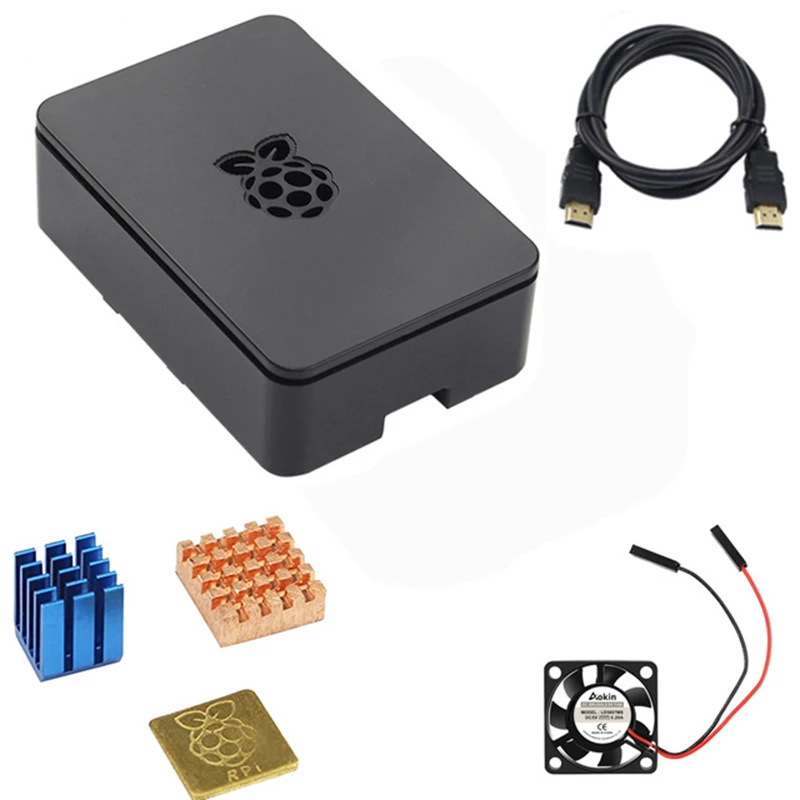 Для Raspberry Pi 4 4B 3B +/3/2 Комплект ABS корпус + вентилятор охлаждения кабель HDMI радиатор