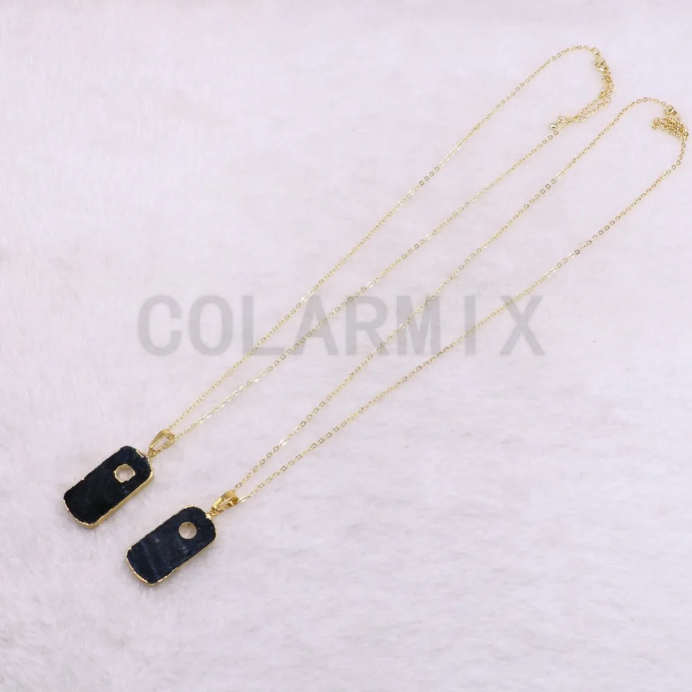 High quality Obsidian stone pendant necklace natural rectangle wholesale jewelry gift for lady3618 | Украшения и аксессуары