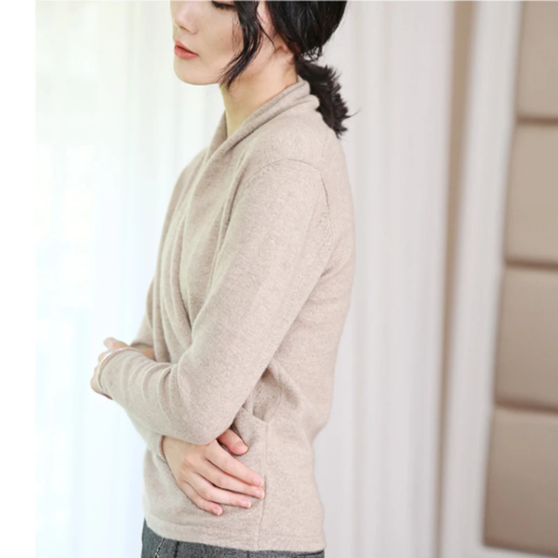 100% Cashmere Sweater Women Simple Design Cross V Neck Long Sleeves 2 Colors Ladies Casual Pullovers Knitwear 2017 New Fashion | Женская