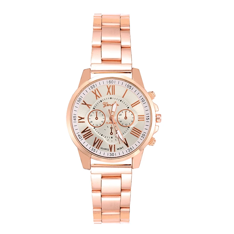 Новые женские часы Geneva Модные кварцевые из нержавеющей стали с циферблатом и