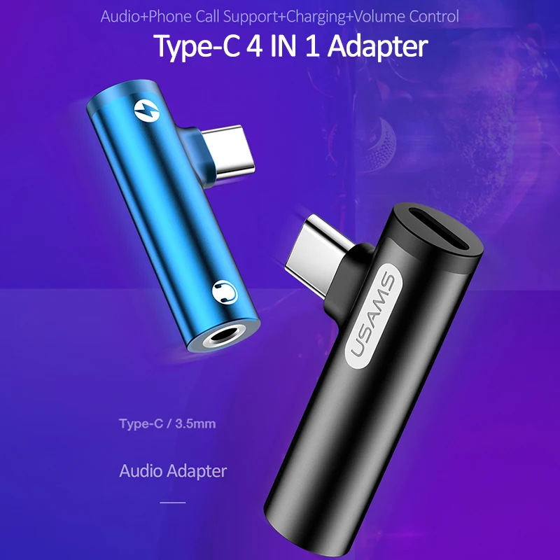 USAMS USB C до 3 5 мм адаптер type c OTG конвертер зарядное устройство Jack аудио наушники для