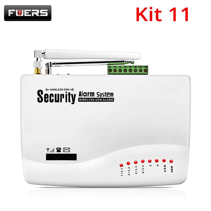 FUERS беспроводной GSM охранная сигнализация системы умный дом гараж детектор движения сенсор России/Английский Голос безопасности Автодозвон DIY Kit - Цвет: Kit 11