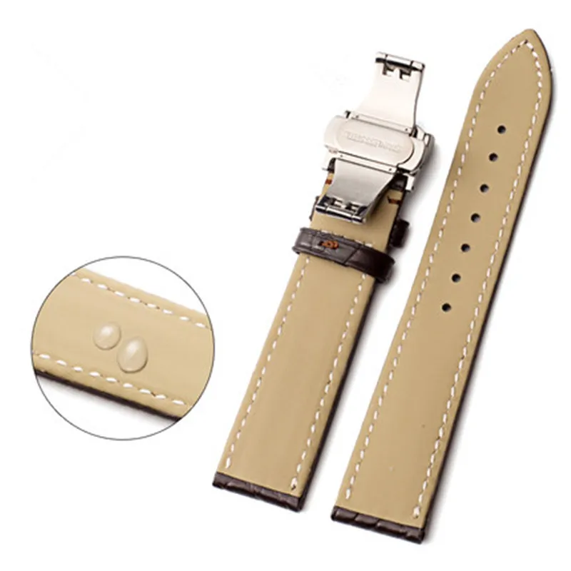 High-end Crocodile Alligator Leather Watch Band Strap Replacement Deployment Double-Push Buckle for Luxury Watches 20 22 24mm