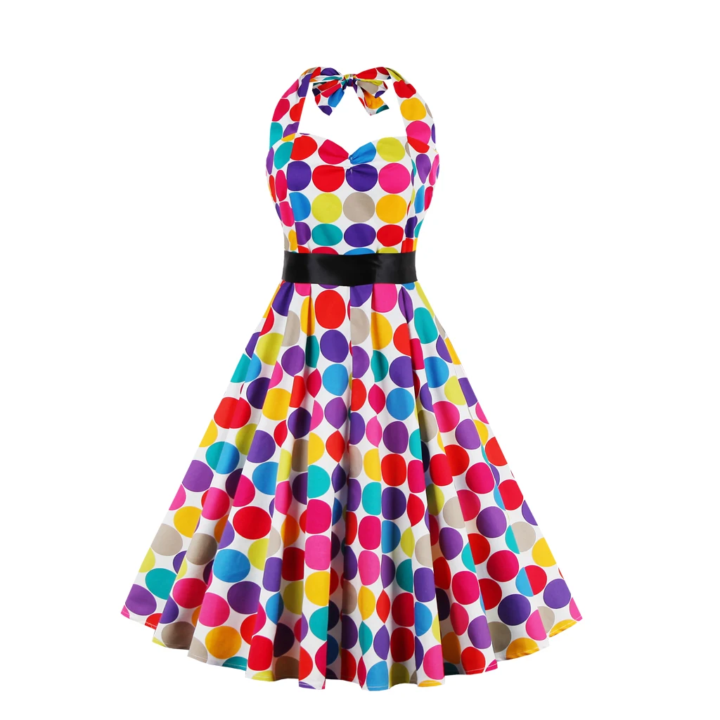 Лето Женщин Dress Элегантный Одежда Одри Хепберн Цветочные Халат Ретро Качели