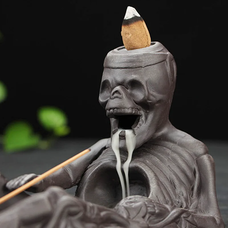 Курильница для благовоний горелка череп Керамические ремесла ладан держатель