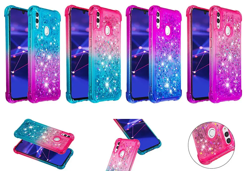 Etui huawei P Smart чехол Honor 10 Lite чехол Блестящий динамический жидкий зыбучий песок для funda huawei P Smart противоударный чехол