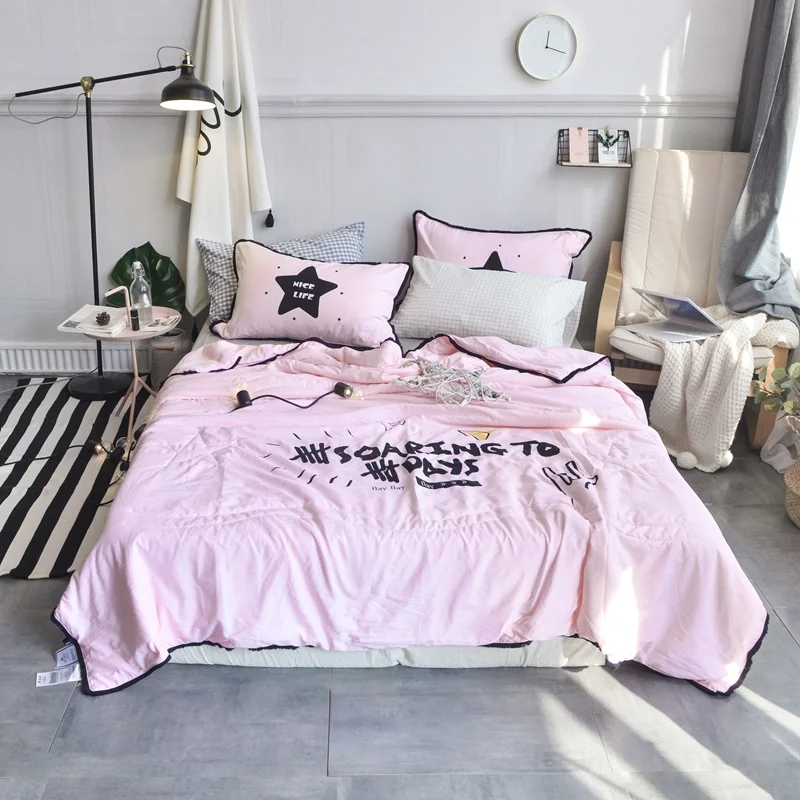 Slowdream Soaring Days Active Printing Pink Summer Quilt Washing Technology Comfortable Soft Bedspreads For Bedroom 1pcs | Дом и сад