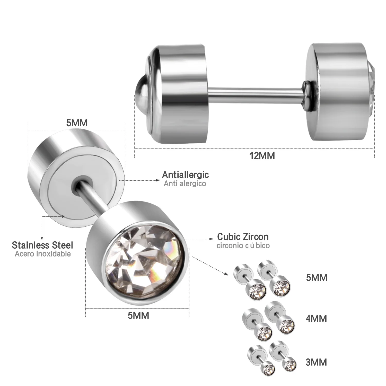 Новые круглые серьги гвоздики LUXUSTEEL с фианитами модные ювелирные изделия женские