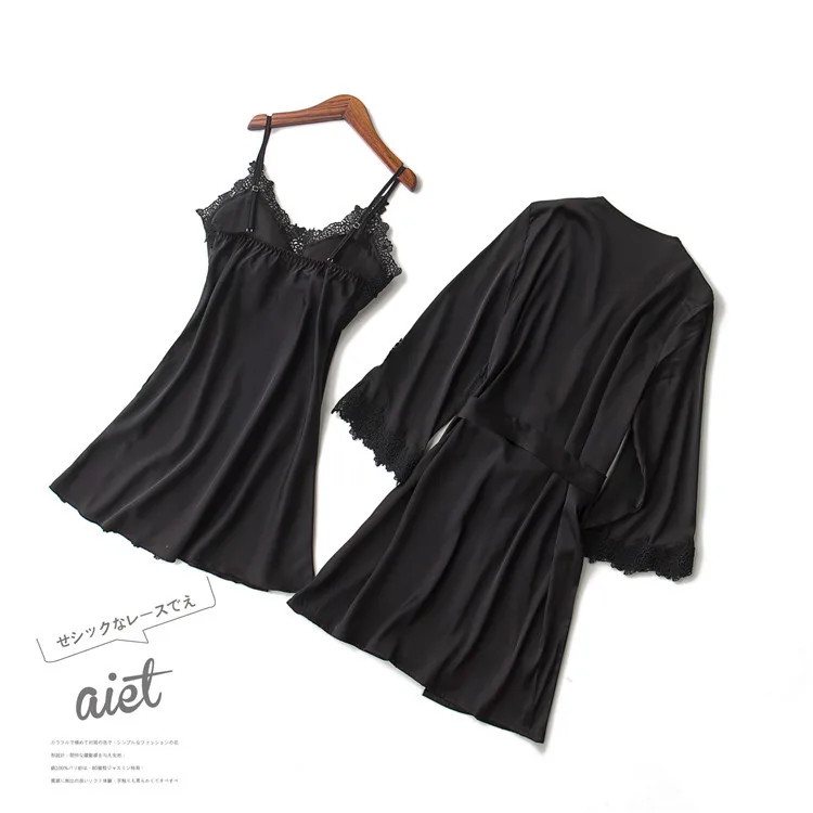 Ice Slik не атласная пижама женская ночная рубашка Летняя Пижама дамское кружевное платье сексуальное женское белье Babydoll домашний халат Пижамный костюм Лето