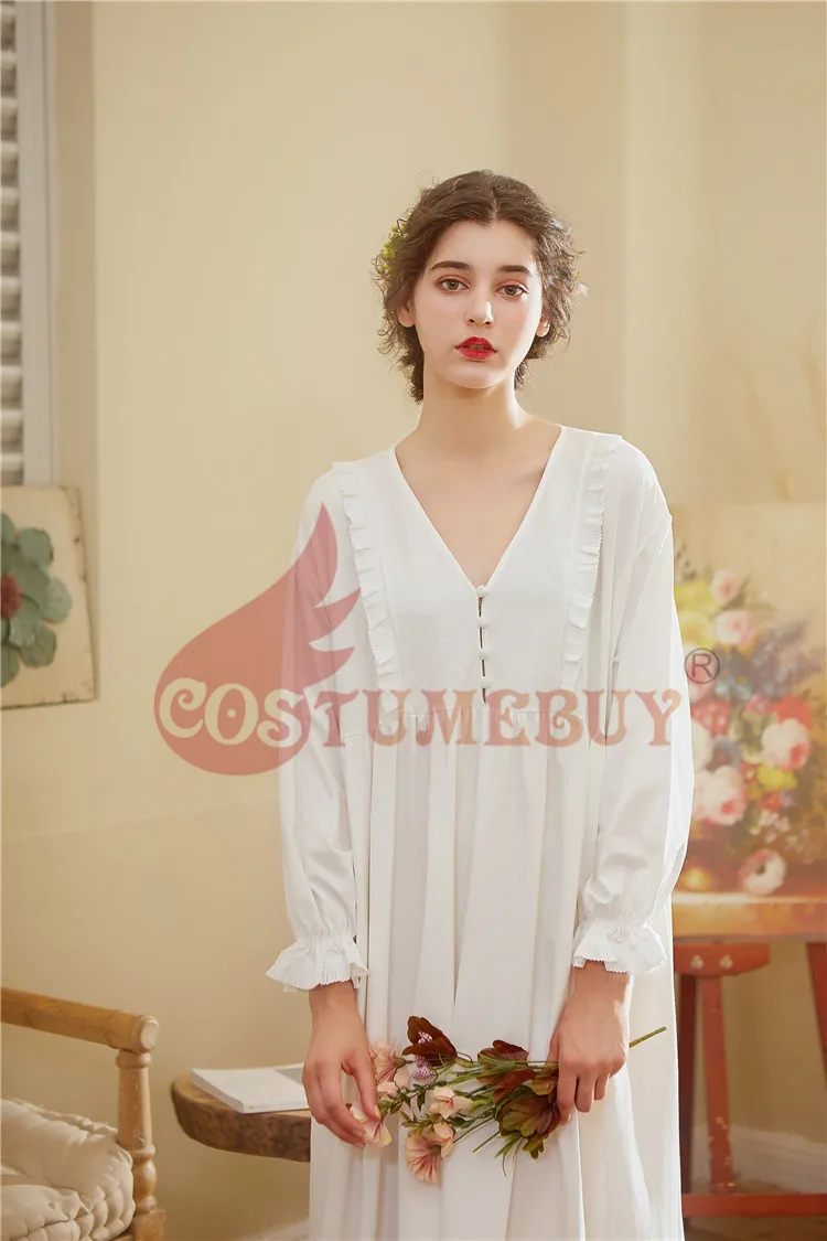 Costumebuy для женщин ренессанс средневековый косплей платье принцессы белое платье винтажные домашние платья ночная рубашка пижамы с длинным рукавом