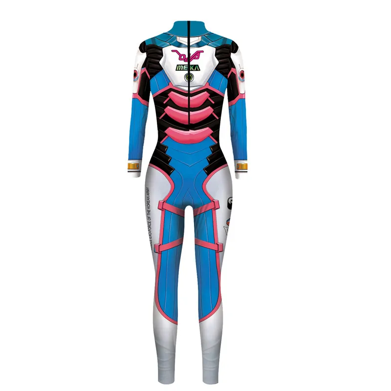 Высокое качество Косплей Overwatch DVA костюм спандекс полиэстер Zentai боди Женский полный тело Хэллоуин костюм C13301