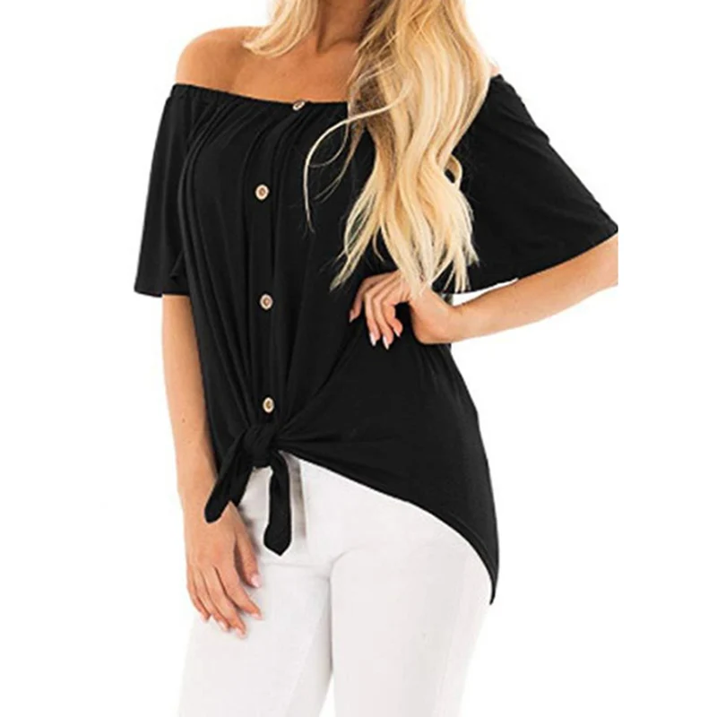 New Sexy Women Summer Tops Short Sleeve For Office Work And Blouses 2019 Female Casual Shirts Slash With Button Shirt | Женская одежда