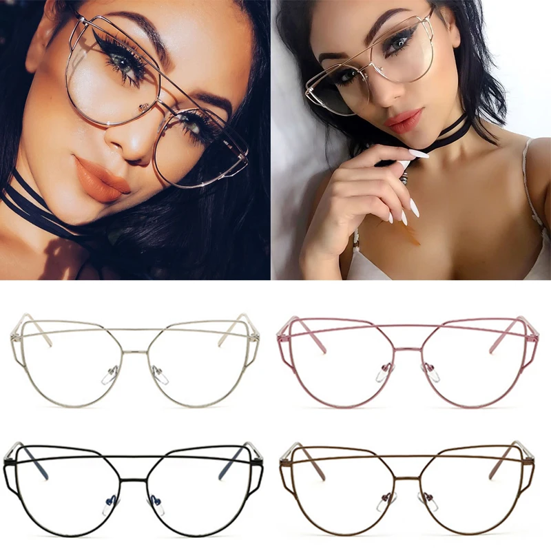 2017 модные очки плоские линзы оправа для женщин фирменный дизайн Двойные Лучи
