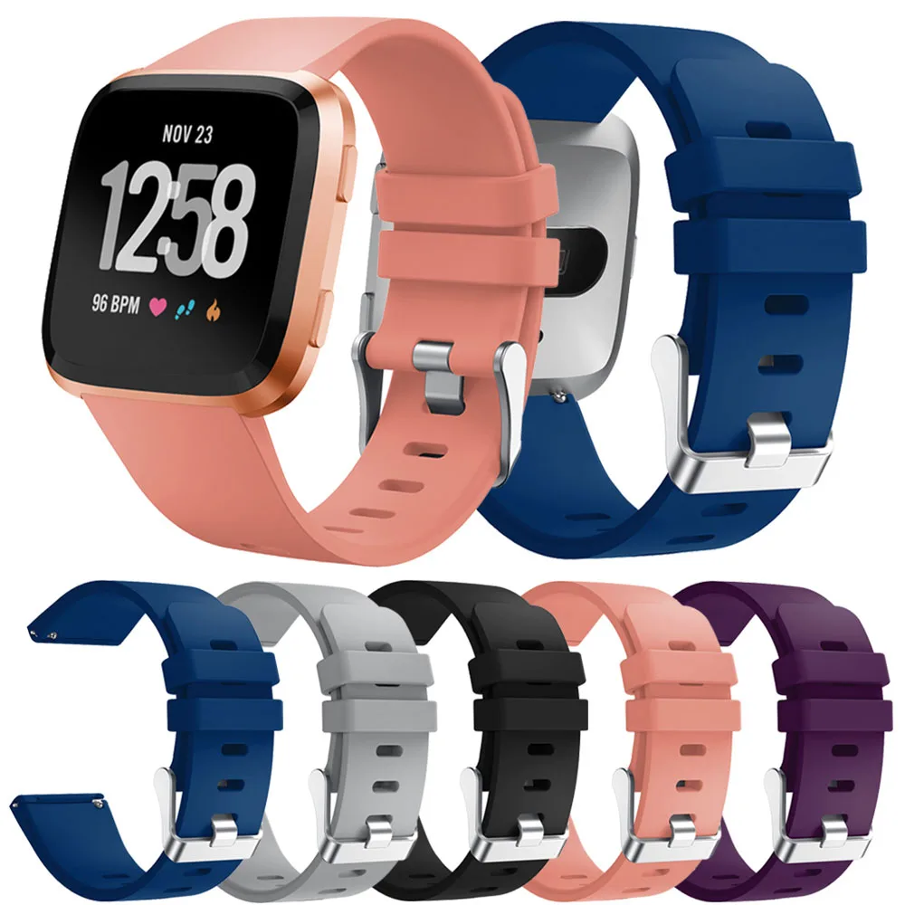 Sport Silicone Wristband Strap Bracelet For Fitbit Versa Smart Watch Replacement Band Soft Rubber Wrist S/L Size | Наручные часы
