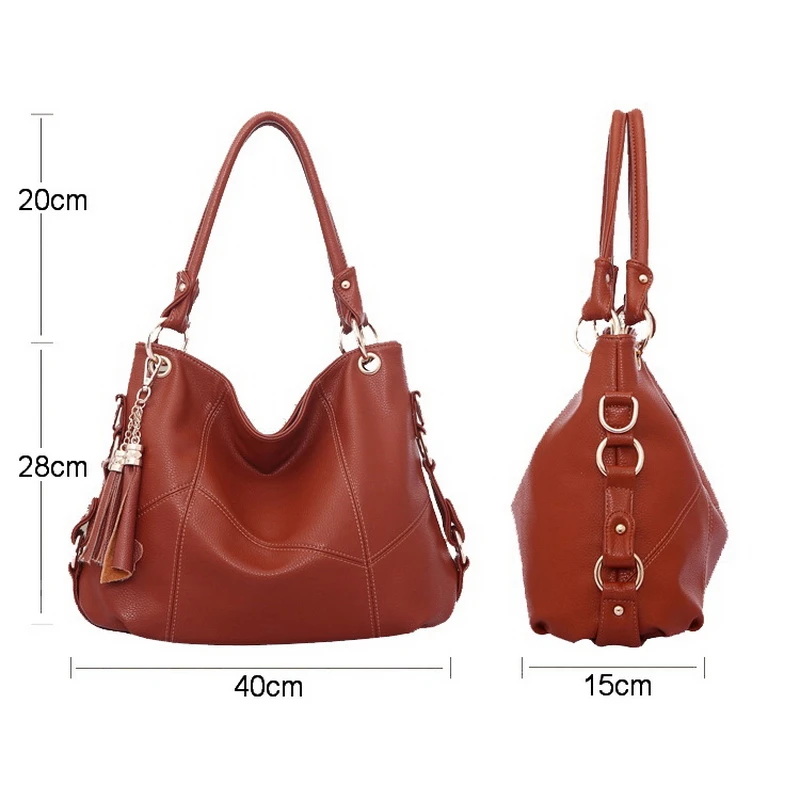 

Ansloth Luxury Handbag Women Tassel Design Top-handle Bag PU Leather Shoulder Bags Large Capacity Hand Bag Female Tote HPS165