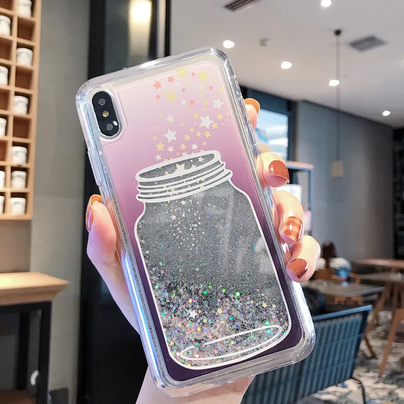 Fashion Wishing Bottle Glitter Phone Case for Iphone X XR XS MAX 6 6S 7 8 Plus Dynamic Quicksand Liquid Soft Back Cover |