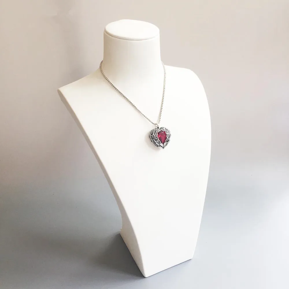 Silver Black Zirconia Wings Feather Red Crystal Heart Pendants 2018 Trendy Chain Necklace Pendant Jewelry Bijoux Gift for Women | Украшения