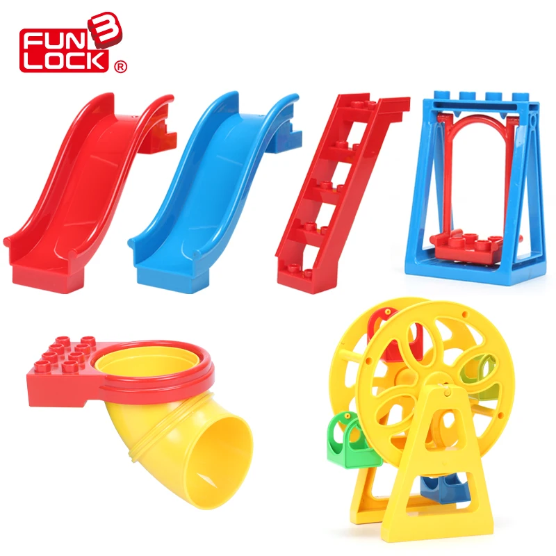 

Funlock Duplo Building Blocks Toys Playground Set 6pcs Creative Assemble Parts Bricks Educational Gift for Children Kids