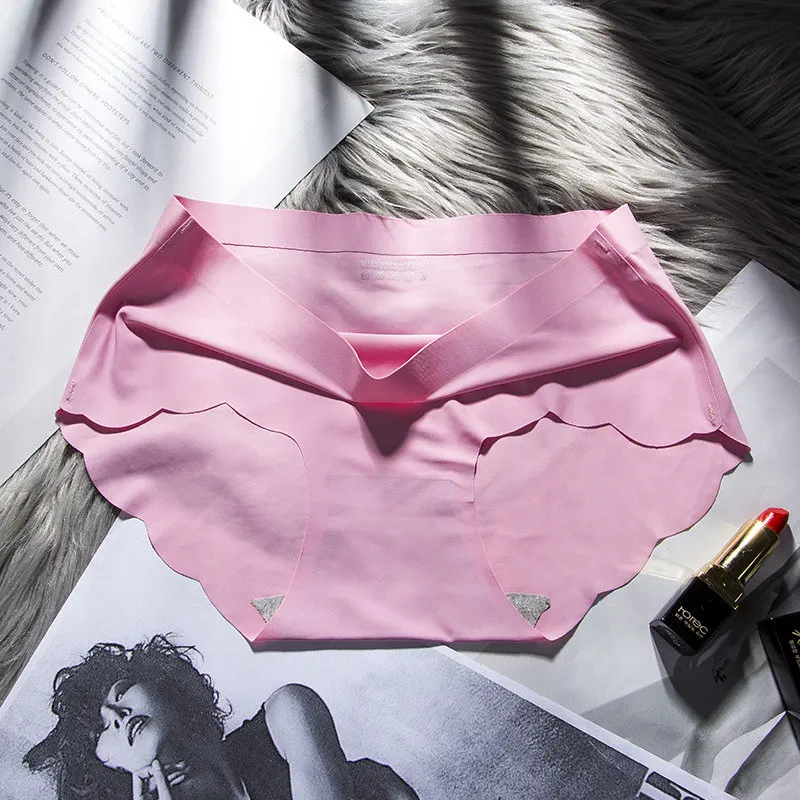 deep pink SP& CITY, шелковые волнистые Бесшовные трусики для женщин, одноцветные, менструальные, нижнее белье, сексуальные, дышащие, стринги, трусы, женское нижнее белье - Цвет: deep pink