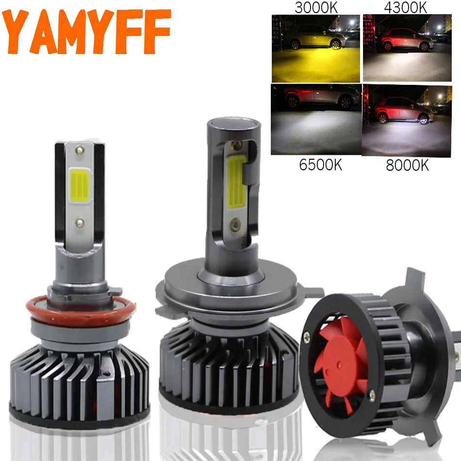 YAMYFF H4 светодиодный H7 H11 Canbus лампы для фар автомобильные фары 4300K 8000K 6500K 3000K H3 H1 HB3 9005