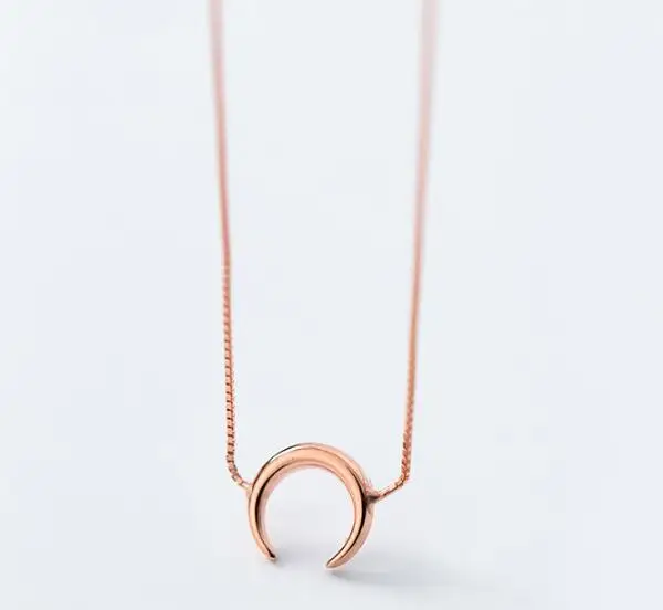 SMALL 10mm*9mm CUTE Authentic 100% REAL. 925 Sterling Silver fINE Jewelry golden Moon crescent pendant Necklace GTLx1773 | Украшения и