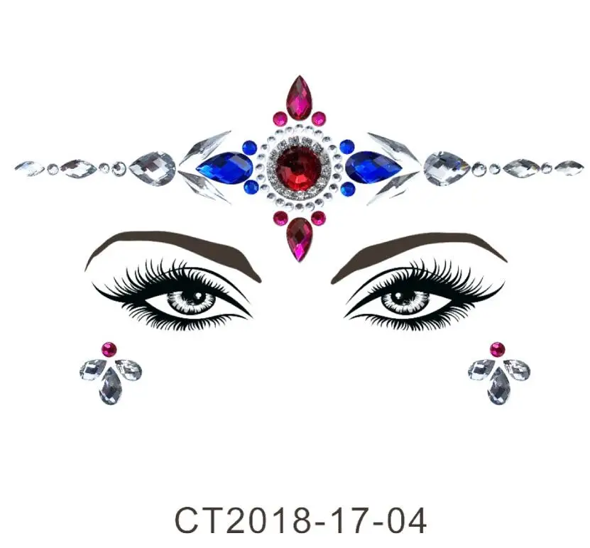 1704 Клей для лица драгоценные камни стразы Временные татуировки Драгоценности музыкальный фестиваль вечерние блестящие наклейки для тела вспышка Временные татуировки Стикеры - Цвет: 1704