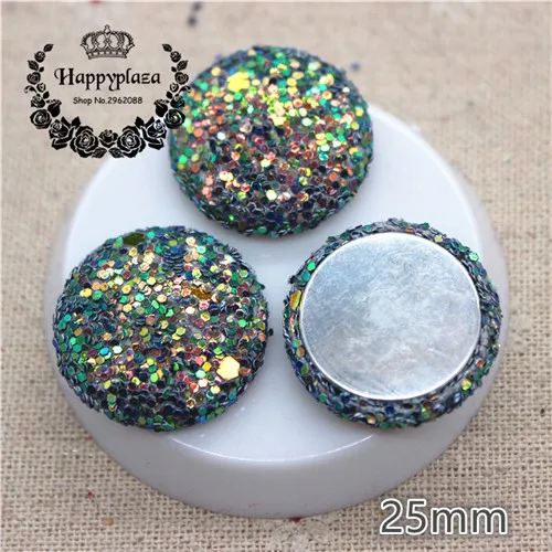grey 10pcs 10 шт 25 мм блестки, покрытая тканью, круглая пуговица для дома и сада, плоская задняя часть, кабошон, рукоделие, скрапбукинг, сделай сам - Цвет: grey 10pcs