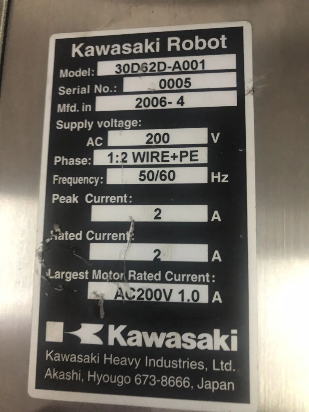 Робот-контроллер KAWASAKI 30D62D-A001 в хорошем состоянии | Инструменты