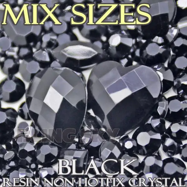 1500 шт./лот смешанные размеры черные круглые акриловые без горячей фиксации с