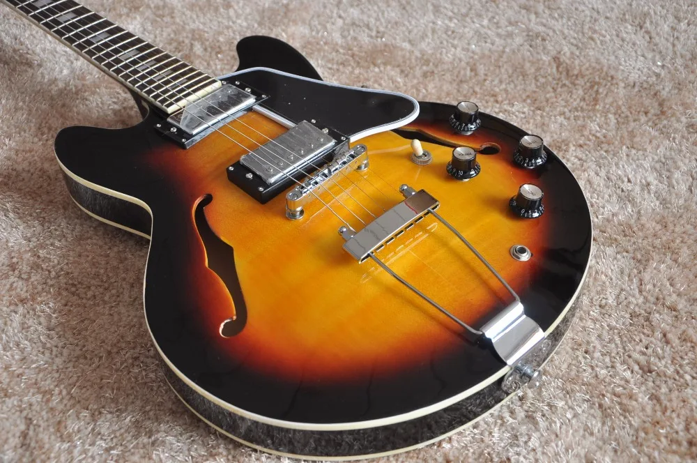 New arrival top quality Semi hollowbody guitar Sunburst color Flamed maple back and front ES335 Jazz |
