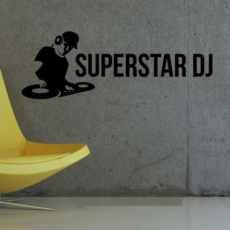 

Hot SUPERSTAR DJ Music DJ Wall Art Sticker Decal Home DIY Decoration Decor Wall Mural Removable Bedroom Decal Stickers 57x168cm