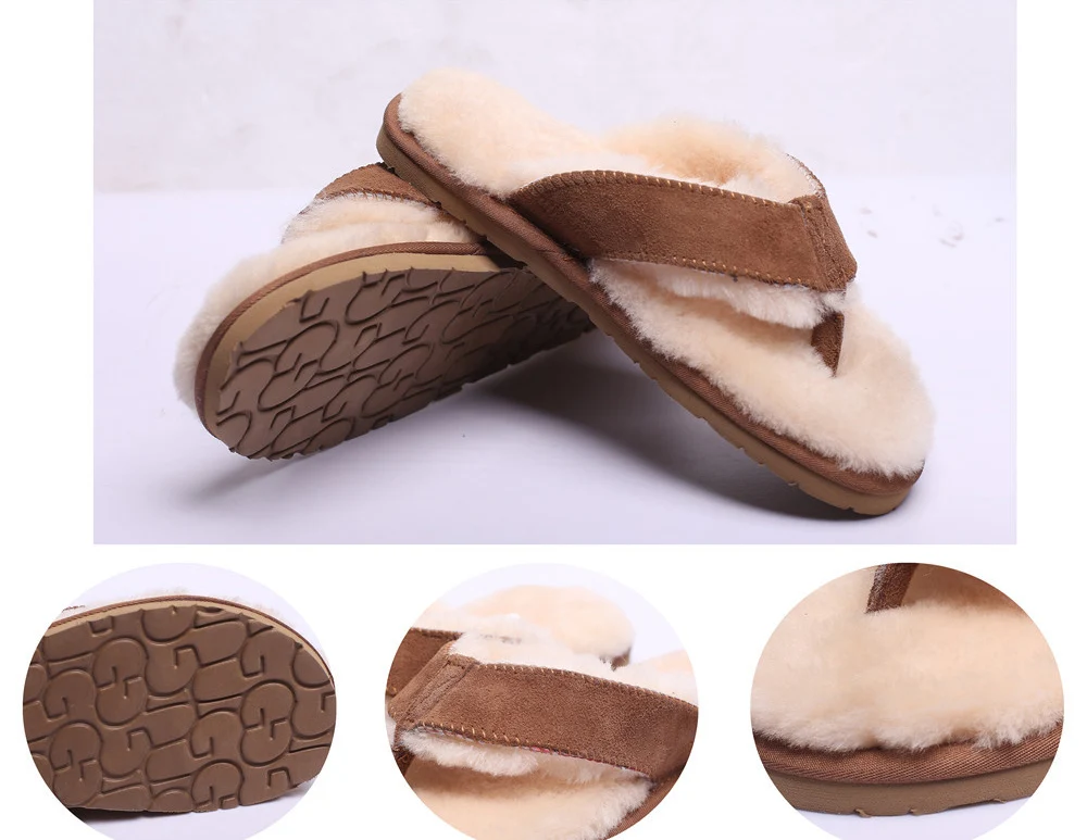 Женские тапочки из натуральной овечьей кожи шлепанцы на овечьем меху сезон зима