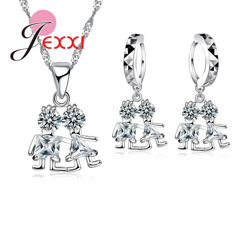 Бренд танцы рисунок ожерелье серьги пирсинг 925 стерлингового серебра с