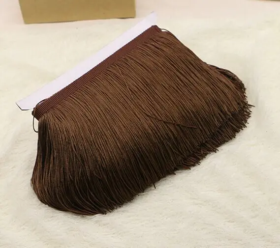 15cm Brown 5Y 5 ярдов/партия 15 см ширина полиэстер кисточка кружевная бахрома отделка для DIY латинское платье африканская кружевная пряжа - Цвет: 15cm Brown 5Y