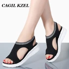 Женские сандалии на плоской подошве CAGILKZEL, модные удобные сандалии без застежки, для лета, 2019