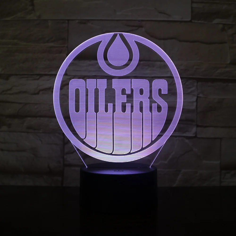 Oilers Hockey Team 3D LED ночник голограмма иллюзия Лампа для детей декор спальни друзья