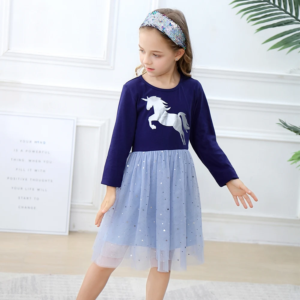 Платье принцессы с аппликацией в виде животных лоскутное платье для маленьких