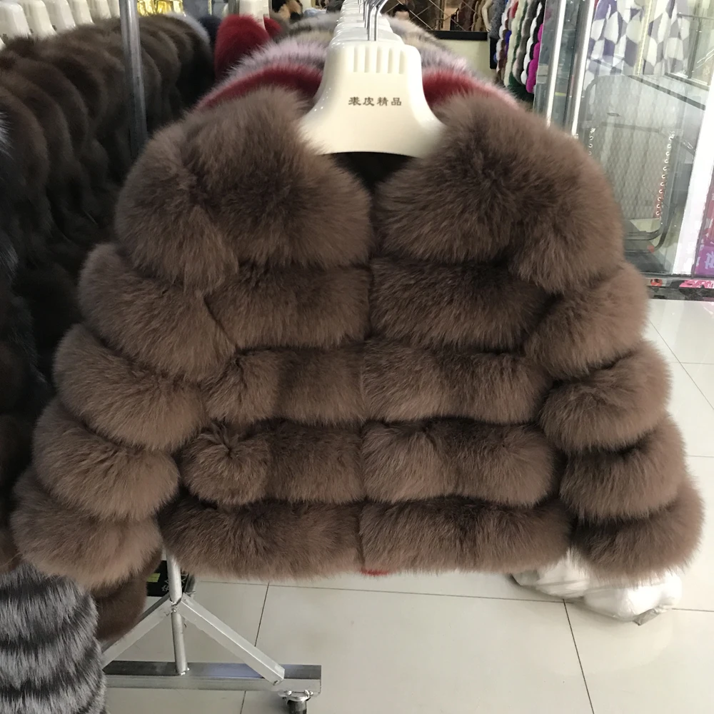 Женское пальто из натурального Лисьего меха длинная куртка качественная