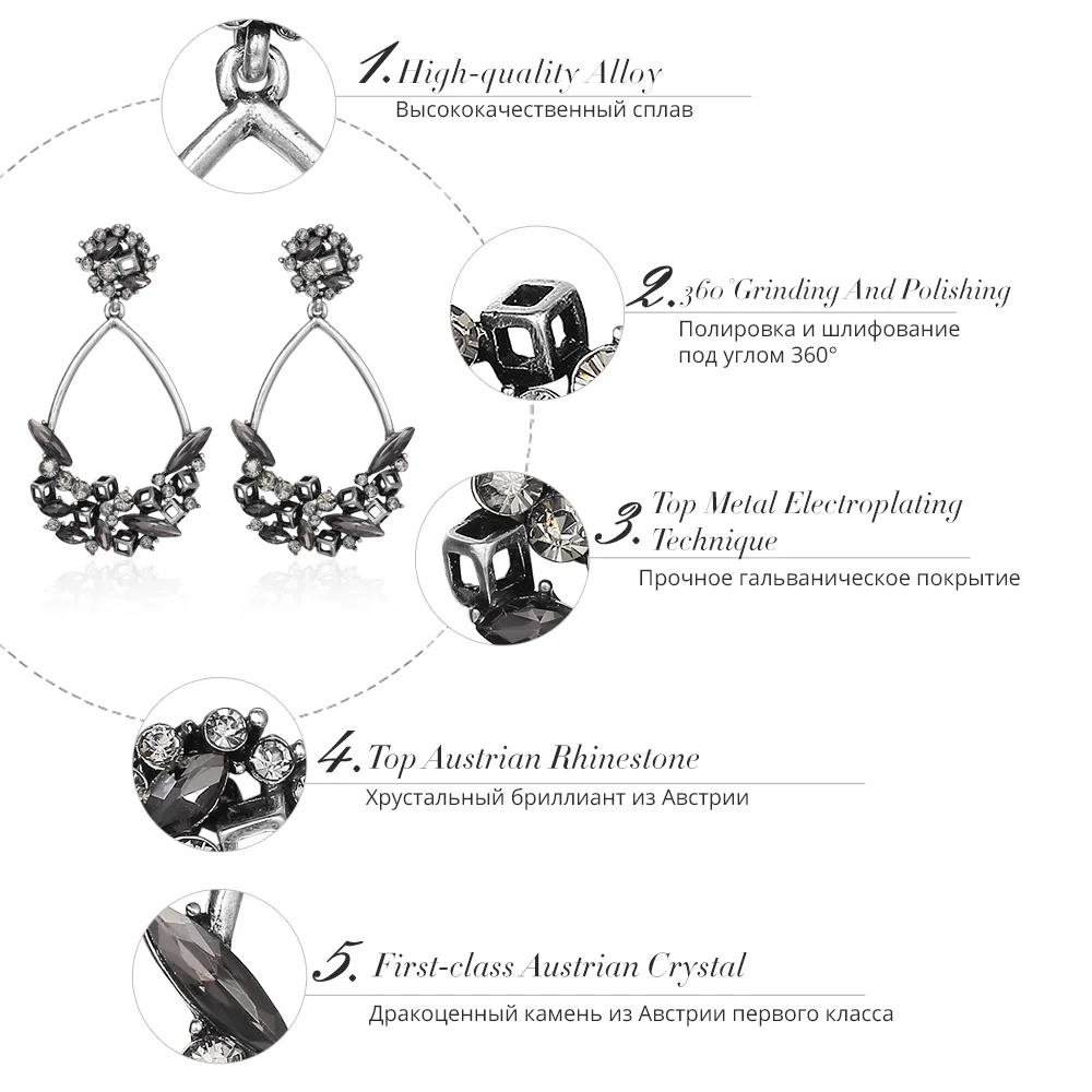 Viennois Старинные Серебристый Цвет Water Drop Shaped Серьги для Женщин Несколько